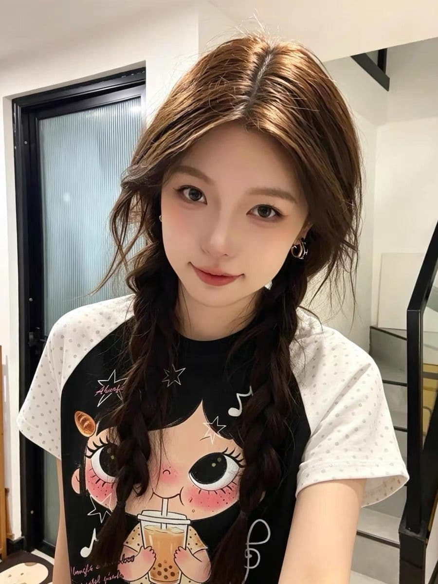 비 프린트 원본 스트레이트 스프레이 에디션 220 그램 92 면 8 암모니아 Lun 삽입 어깨 소매 반팔 이미지 4