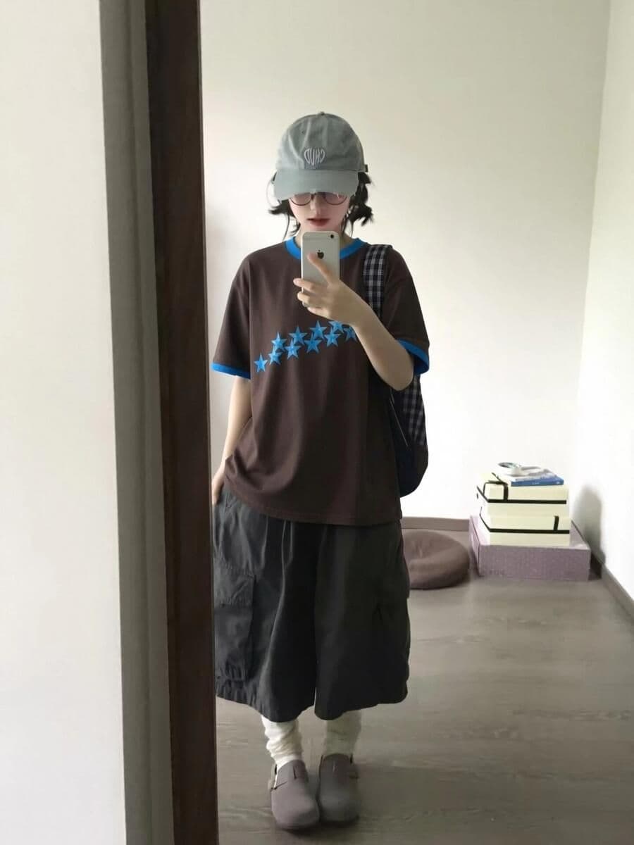 좋은 품질 솜씨 자수 네리 가게 천 19 지점 220 그램 순면 반팔 티셔츠 이미지 4