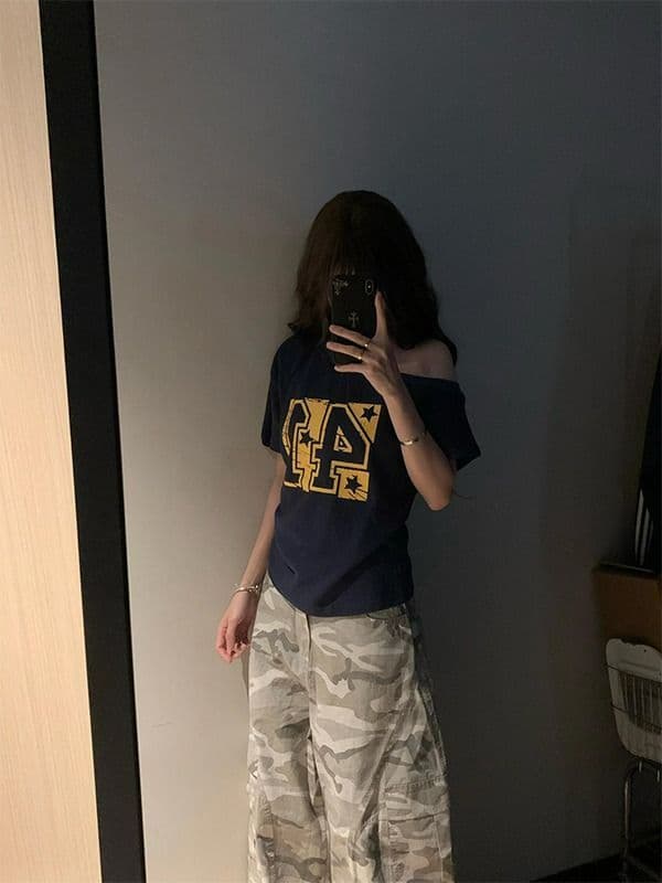 40 오스트리아 세대 서울 92 면 8 암모니아 Lun 220 그램 비스듬한 어깨 오프숄더 티셔츠 새로운 프린트 맨위 이미지 2