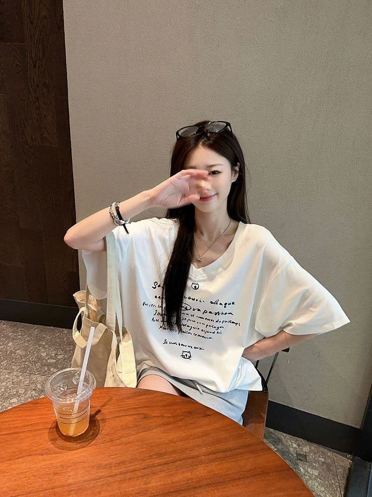 200그램 순면 빗질하다 닫기 새로운 프린트 반팔 티셔츠 여성 상세 이미지 5