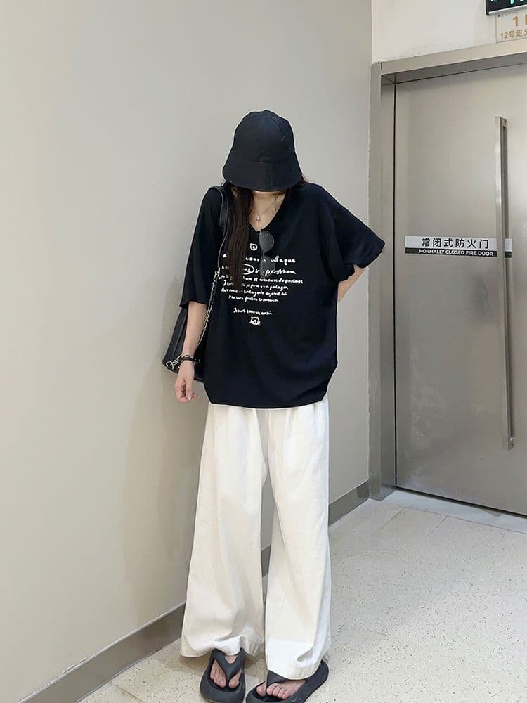 200그램 순면 빗질하다 닫기 새로운 프린트 반팔 티셔츠 여성 상세 이미지 18