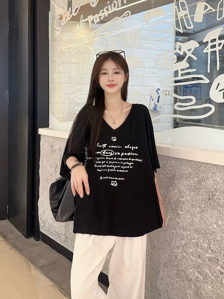 200그램 순면 빗질하다 닫기 새로운 프린트 반팔 티셔츠 여성 상세 이미지 19