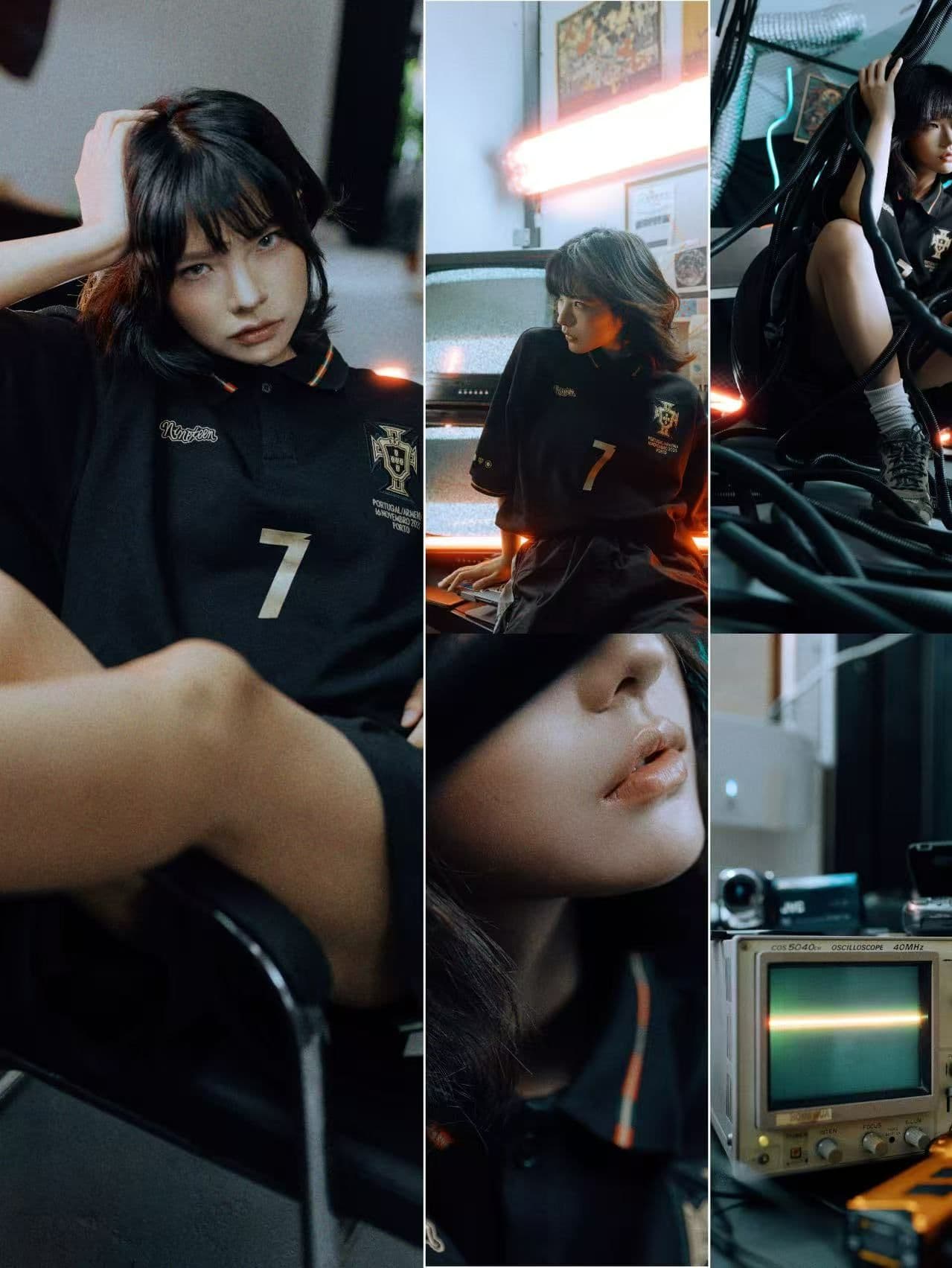 순면 더블 실 250g 원본 솜씨 아메리칸 레트로 알파벳 프린트 폴로 칼라 티셔츠 반팔 루즈핏 남녀 여름 상세 이미지 5