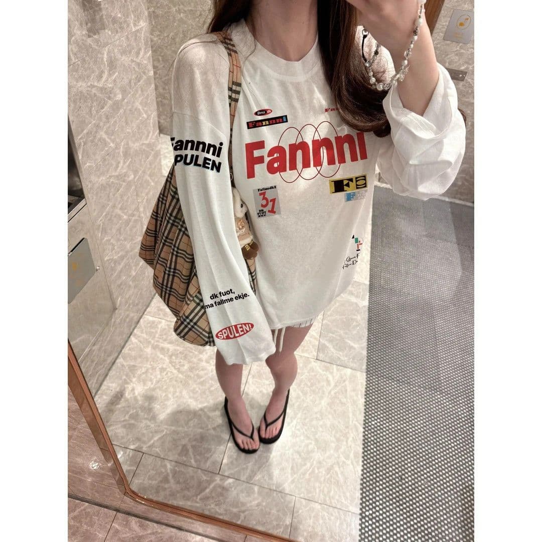 프린트 광저우 눈꽃 면 자외선 차단 블라우스 여성