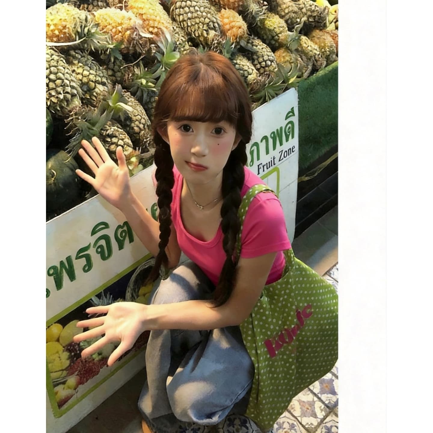 광저우 원단 원본 원단 스퀘어 입 칼라 로즈 레드 순면 반팔 티셔츠 여성 여름 몸매 가꾸기 맨위 이미지 4