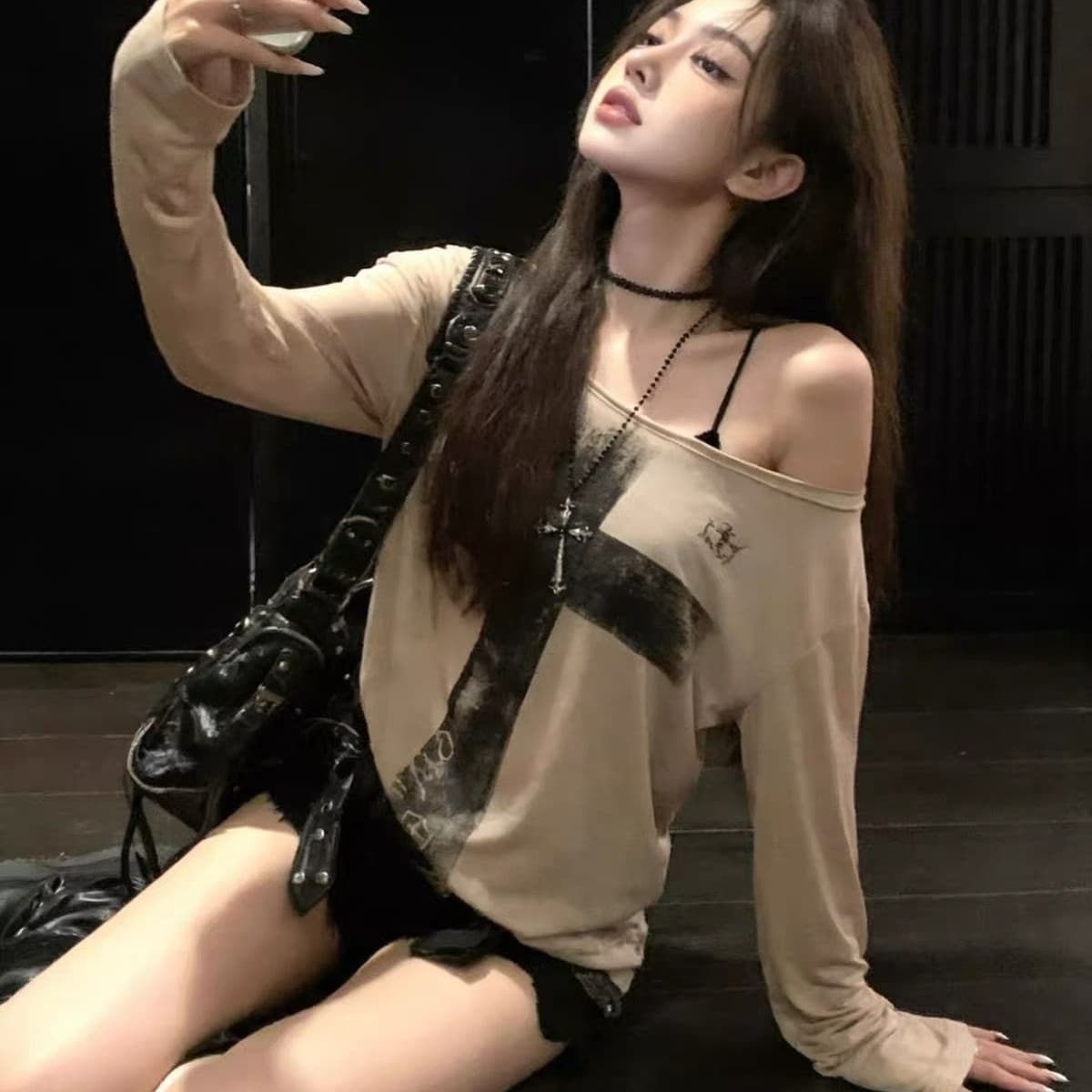 라이 경기 서울 눈꽃 면 광저우 원단 반팔 티셔츠 여성 이미지 5