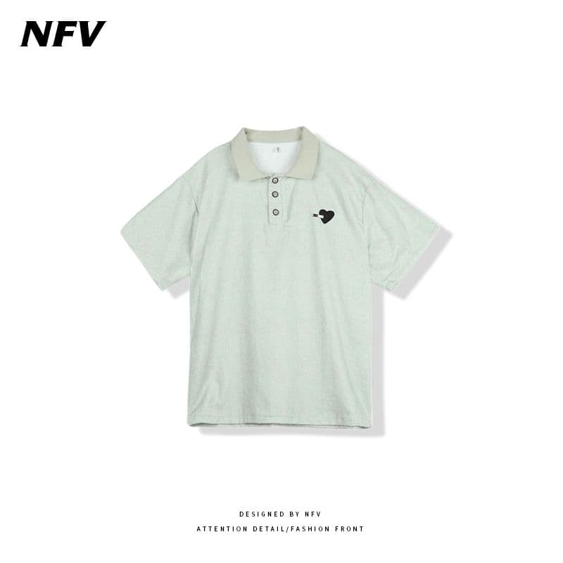 녹색 작은 대중 디자인 센스 POLO 칼라 반팔 티셔츠 여성 oversize 여름 섹션 아메리칸 레트로 루즈핏 맨위 상세 이미지 11