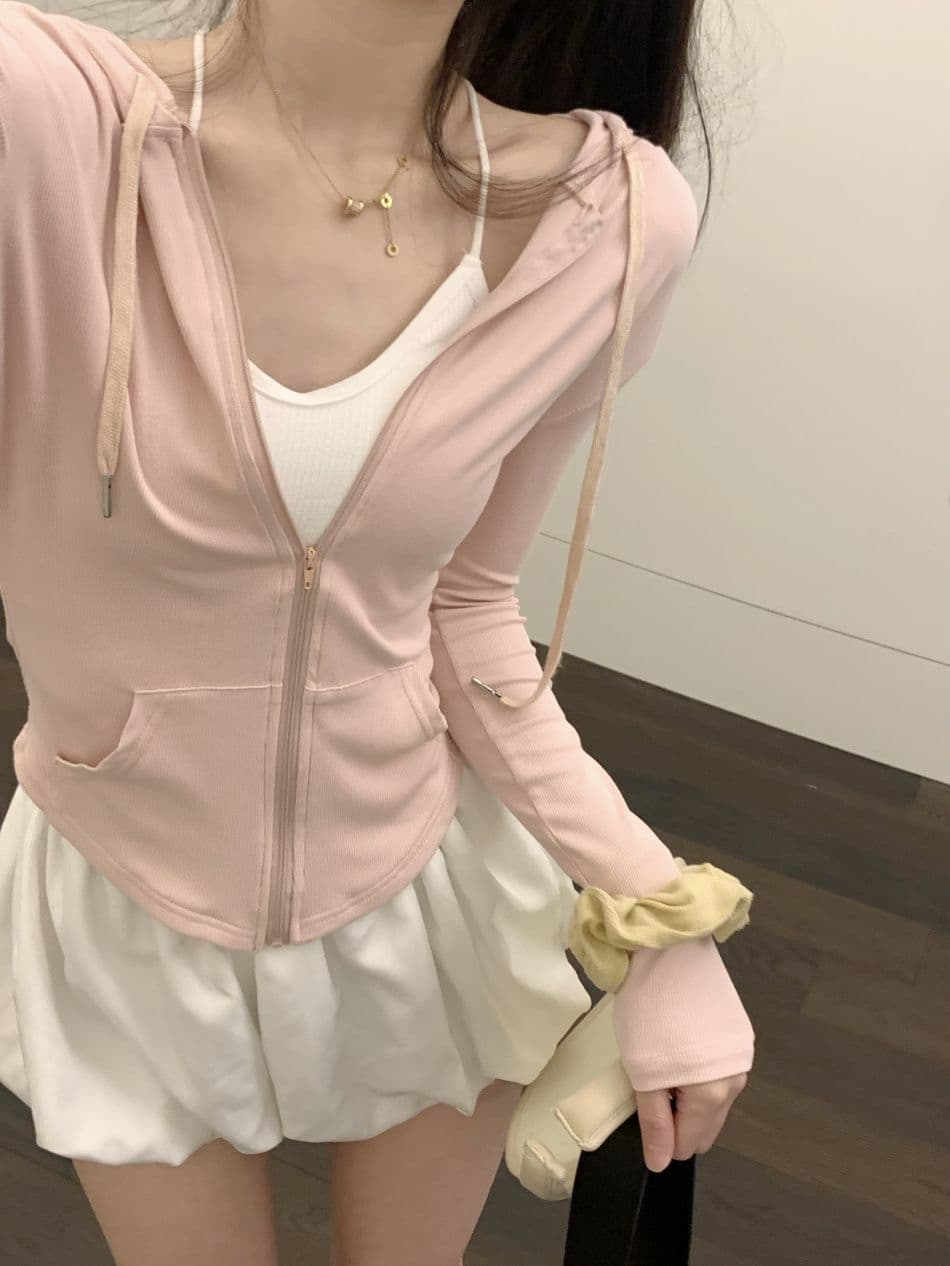 리브 한 부서 후드 얇은 스타일 자외선 차단 의류 여성 의류 운동 핫걸 품격 몸매 가꾸기 슬림해 보이는 긴팔 짧은 외투 맨위 상세 이미지 9