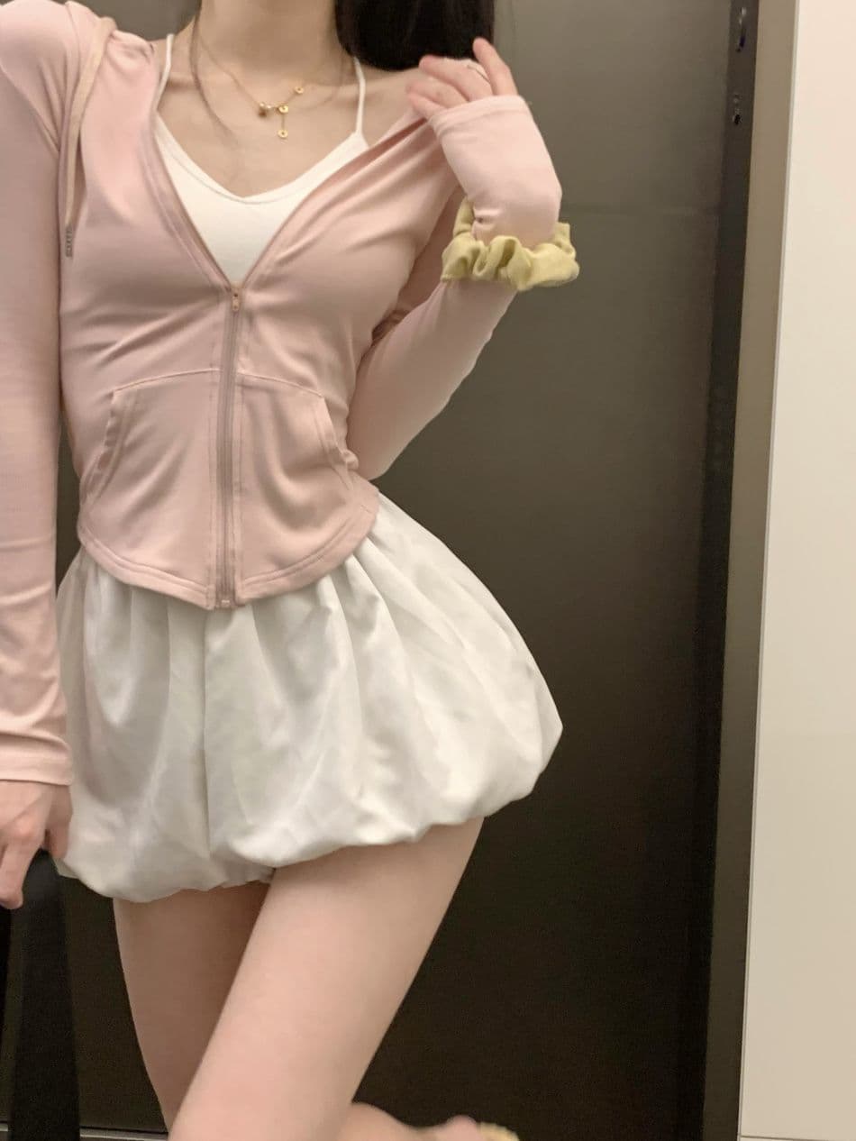 리브 한 부서 후드 얇은 스타일 자외선 차단 의류 여성 의류 운동 핫걸 품격 몸매 가꾸기 슬림해 보이는 긴팔 짧은 외투 맨위 상세 이미지 10