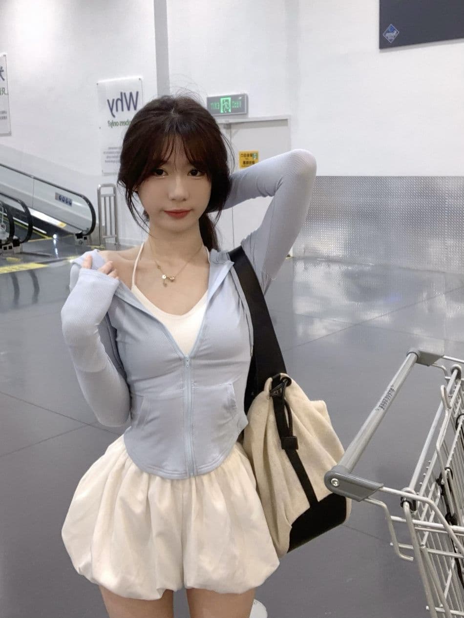 리브 한 부서 후드 얇은 스타일 자외선 차단 의류 여성 의류 운동 핫걸 품격 몸매 가꾸기 슬림해 보이는 긴팔 짧은 외투 맨위 상세 이미지 22