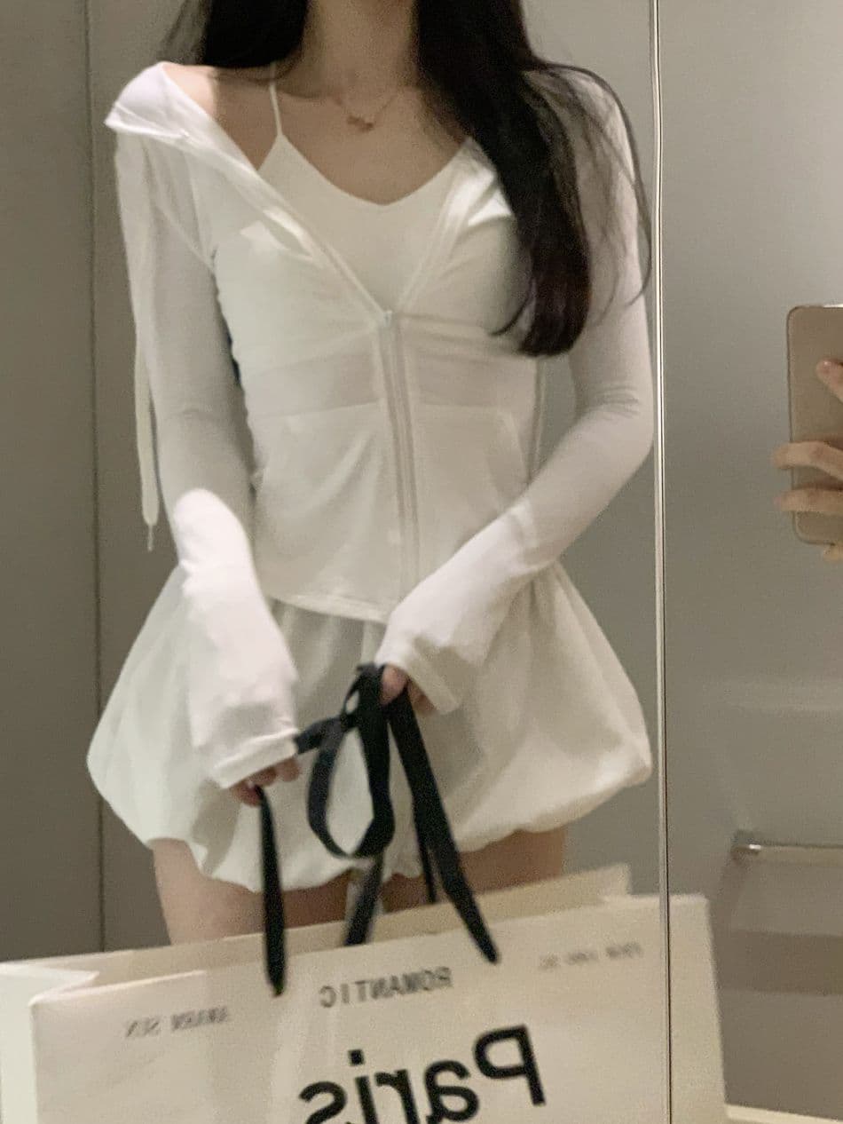리브 한 부서 후드 얇은 스타일 자외선 차단 의류 여성 의류 운동 핫걸 품격 몸매 가꾸기 슬림해 보이는 긴팔 짧은 외투 맨위 상세 이미지 29