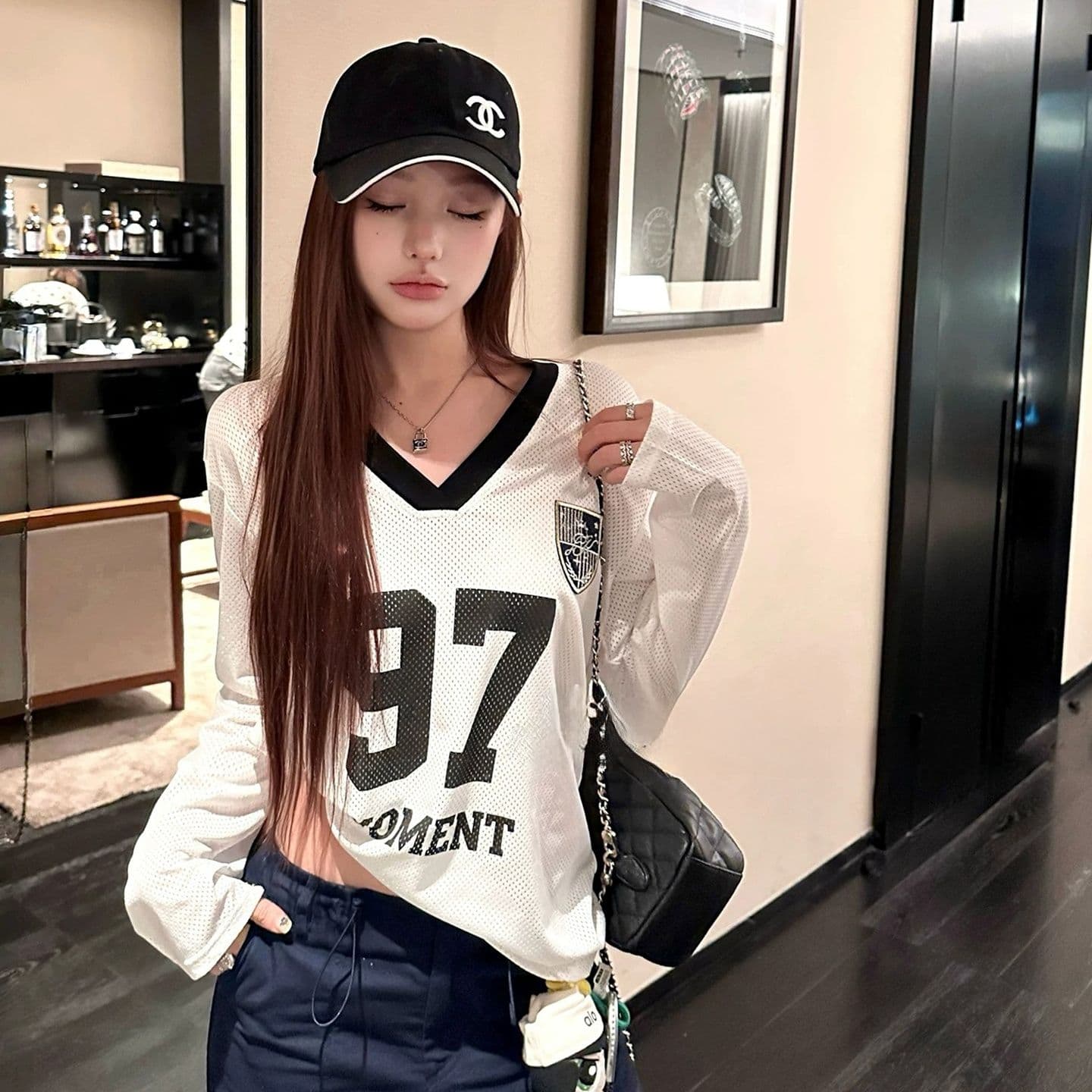 원본 것 아메리칸 티셔츠 여름 인터넷 얼굴 통기성 루즈핏 긴팔 자외선 차단 블라우스 여성 이미지 5