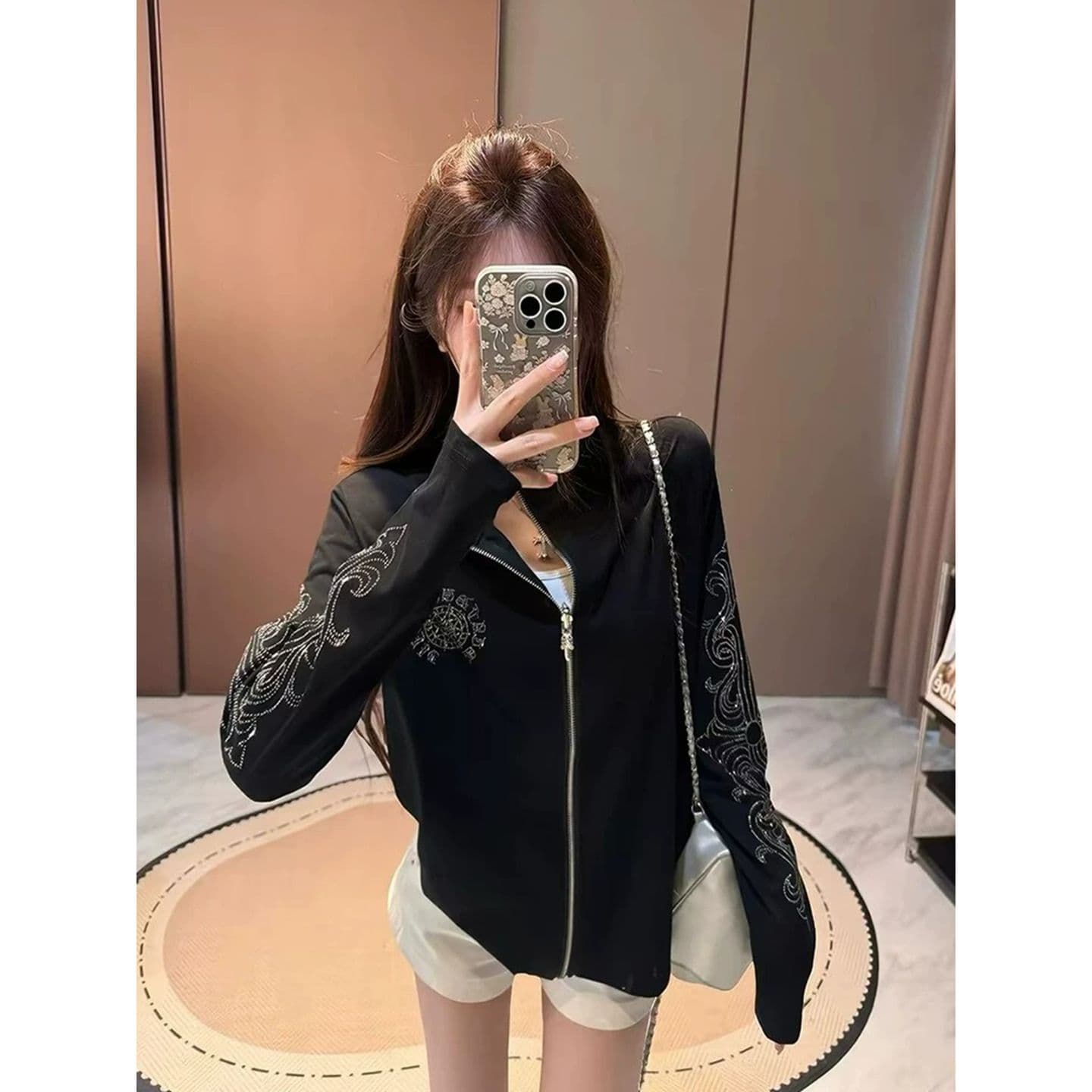 원본 것 알파벳 핫픽스 자외선 차단 의류 여성 여름 루즈핏 지퍼 맨위 서비스 이미지 3