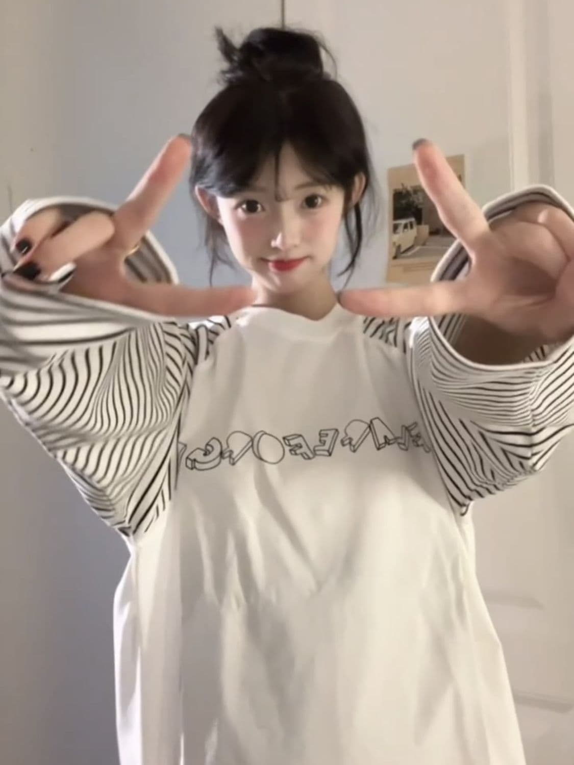 원본 솜씨 순면 220 그램 긴팔 티셔츠 여성 이미지 2