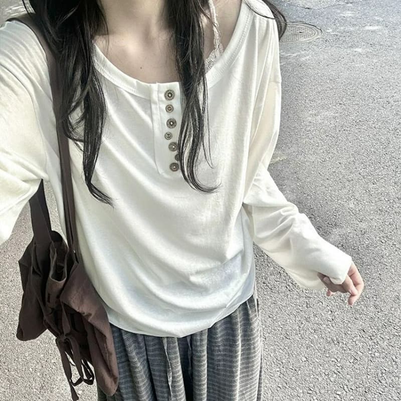 원본 솜씨 순면 220 그램 긴팔 티셔츠 여성 이미지 5
