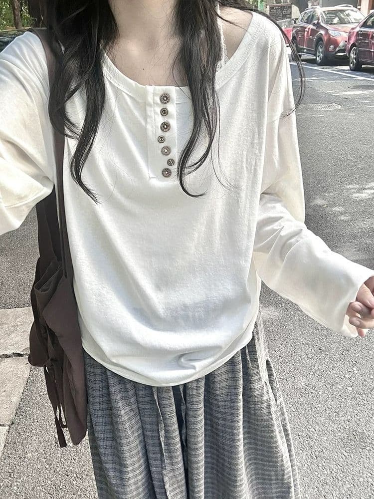 원본 솜씨 순면 220 그램 긴팔 티셔츠 여성 상세 이미지 3