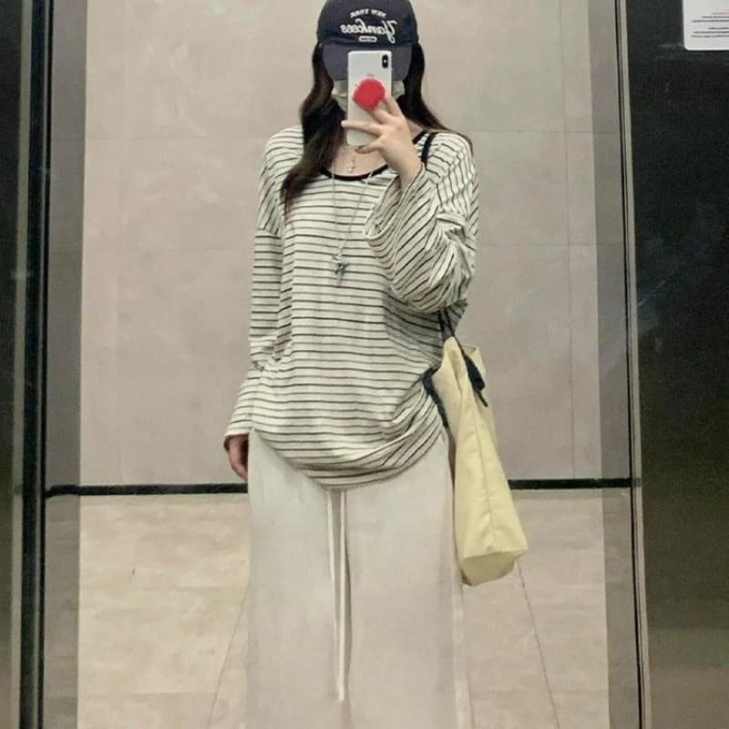 원본 솜씨 광저우 원본 원단 긴팔 티셔츠 여성 이미지 5