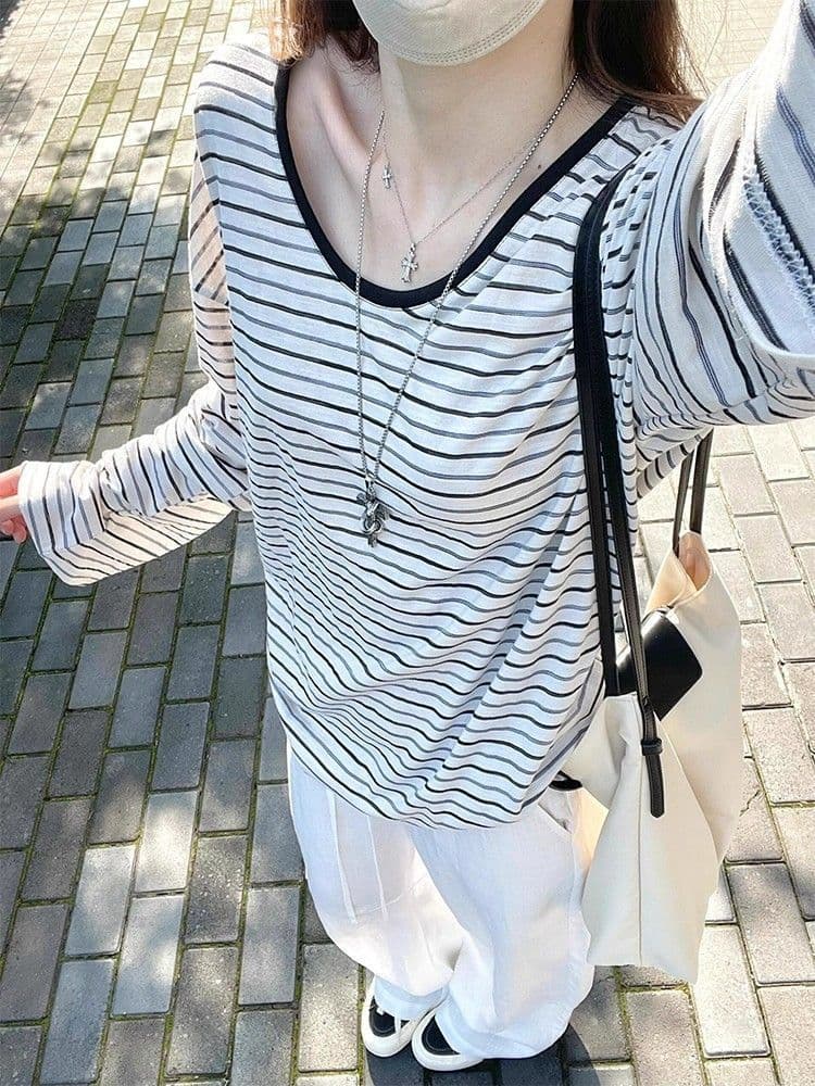 원본 솜씨 광저우 원본 원단 긴팔 티셔츠 여성 상세 이미지 6