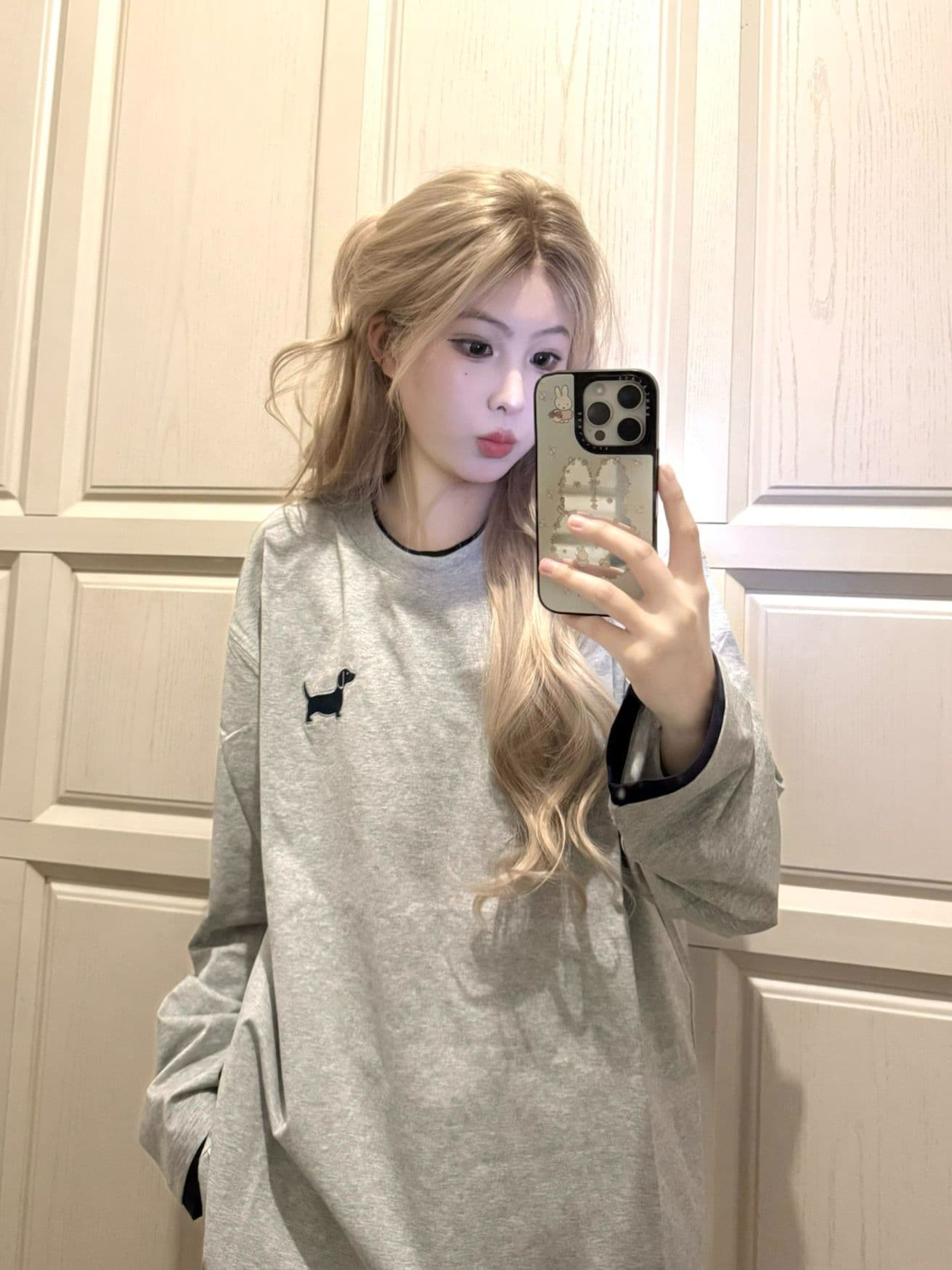원본 솜씨 자수 접착제 챕터 부형제 19 지점 220 그램 순면 긴팔 티셔츠 여성 상세 이미지 5