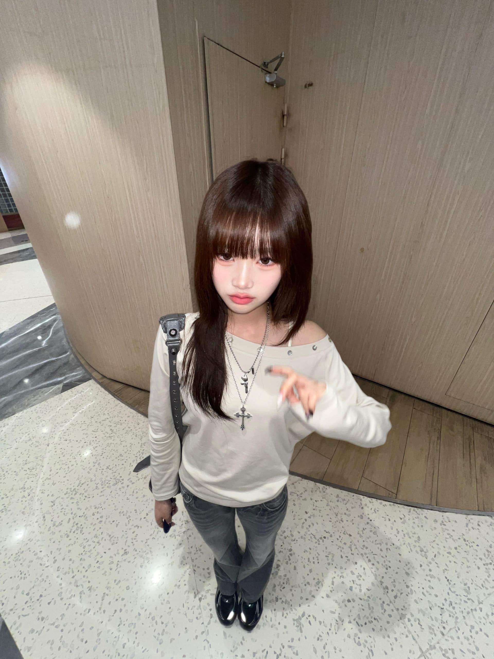 원본 부형제 단추 40 220 그램 92 면 8 암모니아 Lun 긴팔 티셔츠 여성 이미지 4