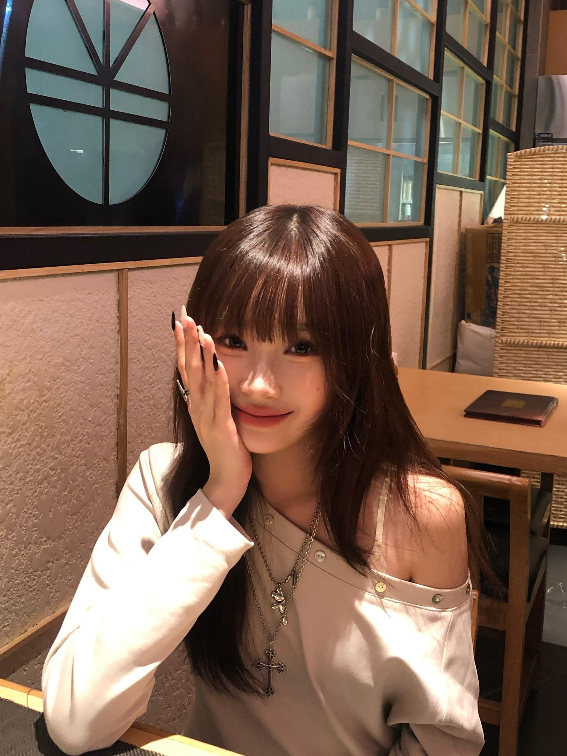 원본 부형제 단추 40 220 그램 92 면 8 암모니아 Lun 긴팔 티셔츠 여성 상세 이미지 5