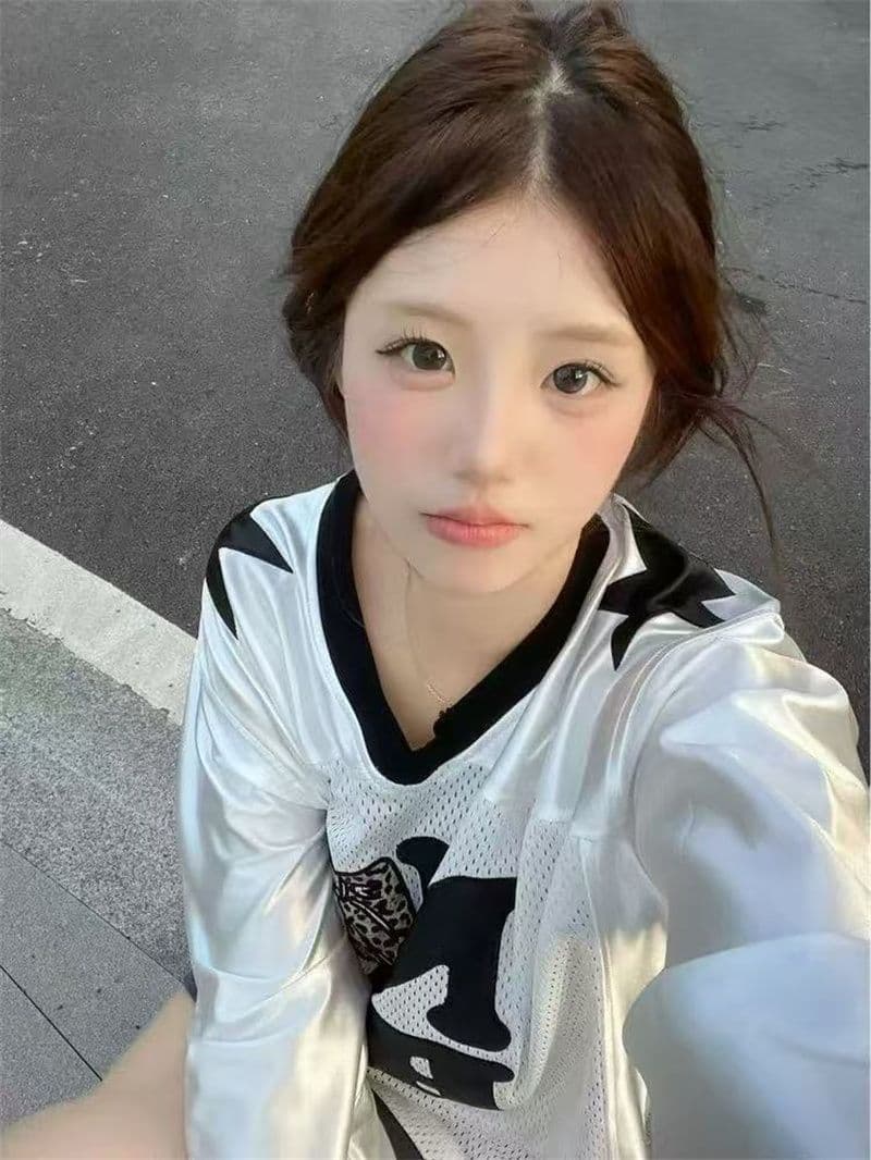 패치 자수 광저우 원본 색상 딩 원단 긴팔 티셔츠 여성 상세 이미지 4