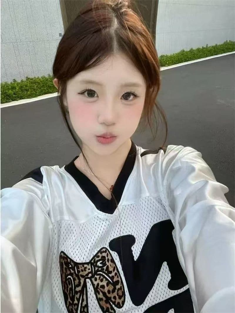 패치 자수 광저우 원본 색상 딩 원단 긴팔 티셔츠 여성 상세 이미지 6