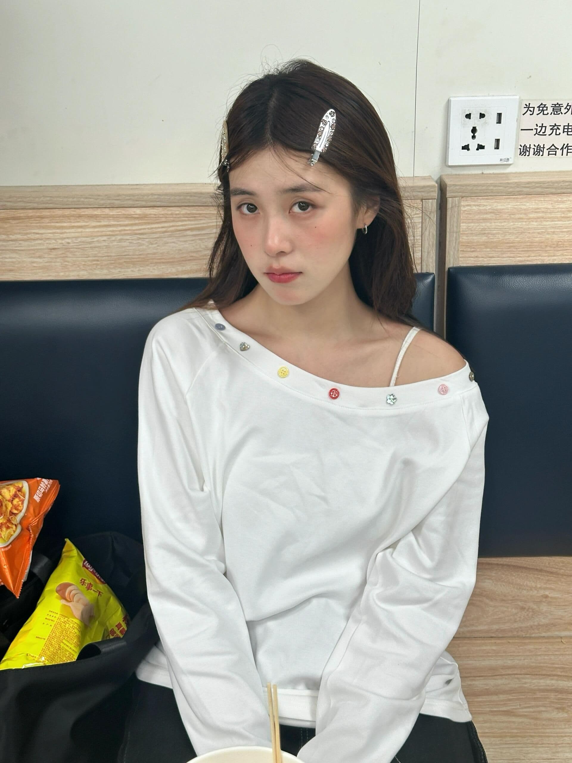 원본 부형제 단추 40 220 그램 92 면 8 암모니아 Lun 긴팔 티셔츠 여성 휴대 전화 산보하다 이미지 4
