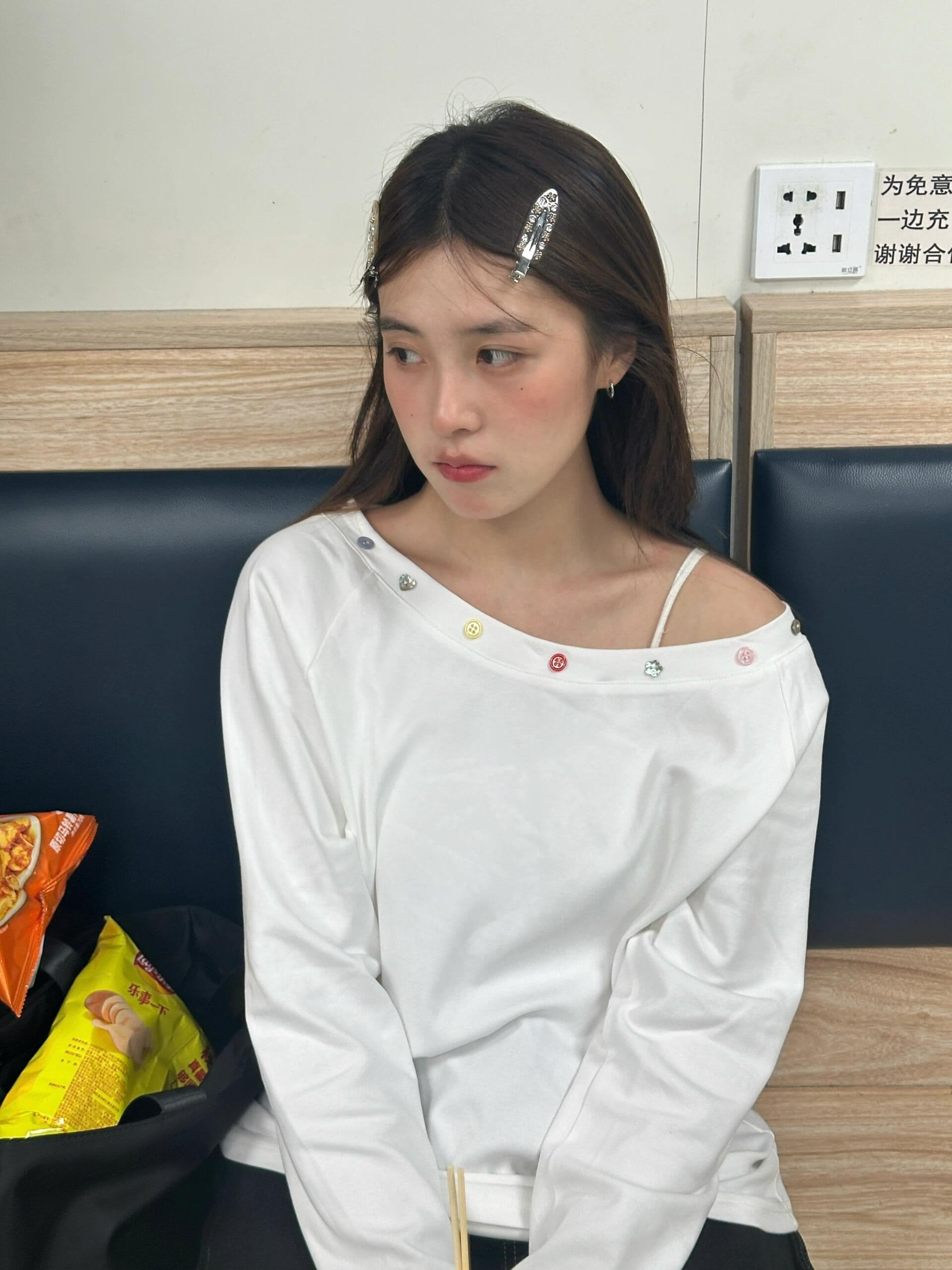 원본 부형제 단추 40 220 그램 92 면 8 암모니아 Lun 긴팔 티셔츠 여성 휴대 전화 산보하다 상세 이미지 5