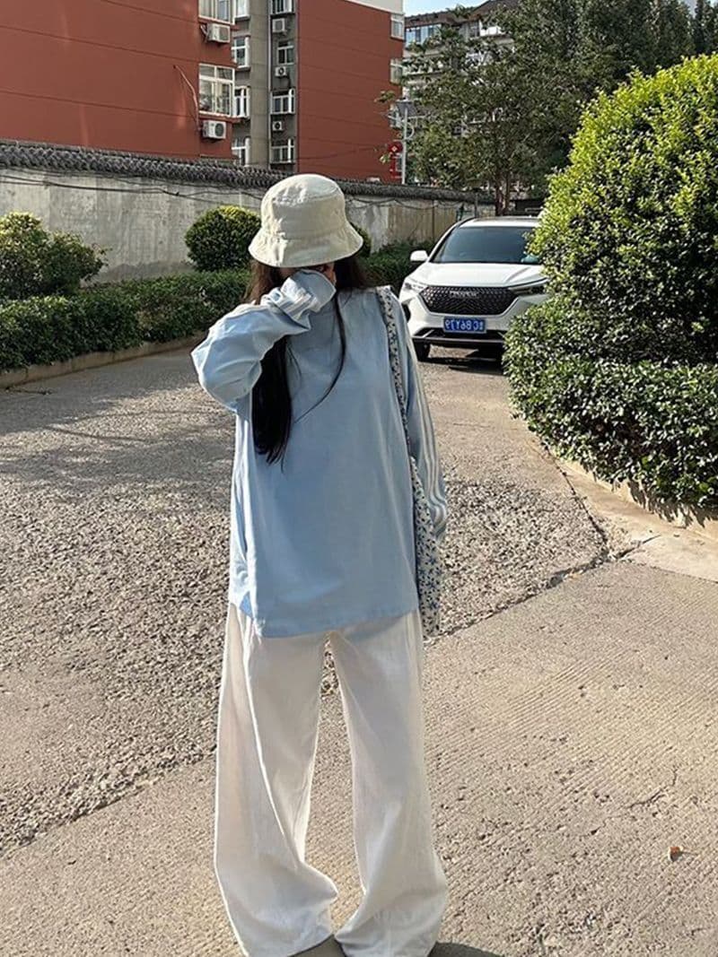 당겨서 리본 원본 압력 라인 19 지점 220 그램 순면 긴팔 티셔츠 여성 이미지 4