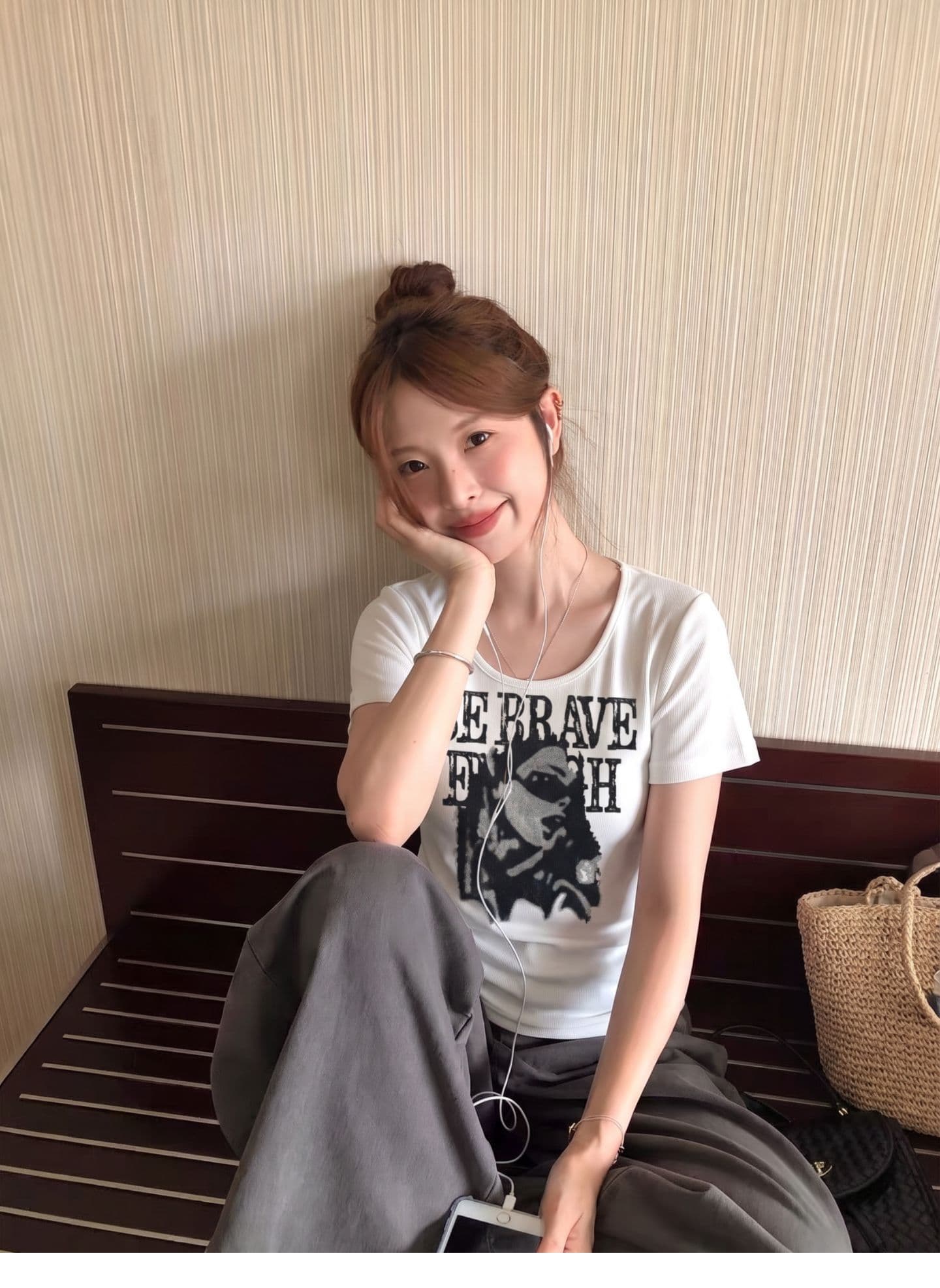 광저우 원단 원본 원단 디지털 직분사 아메리칸 레트로 초상화 알파벳 프린트 반팔 여름 맨위 상세 이미지 4