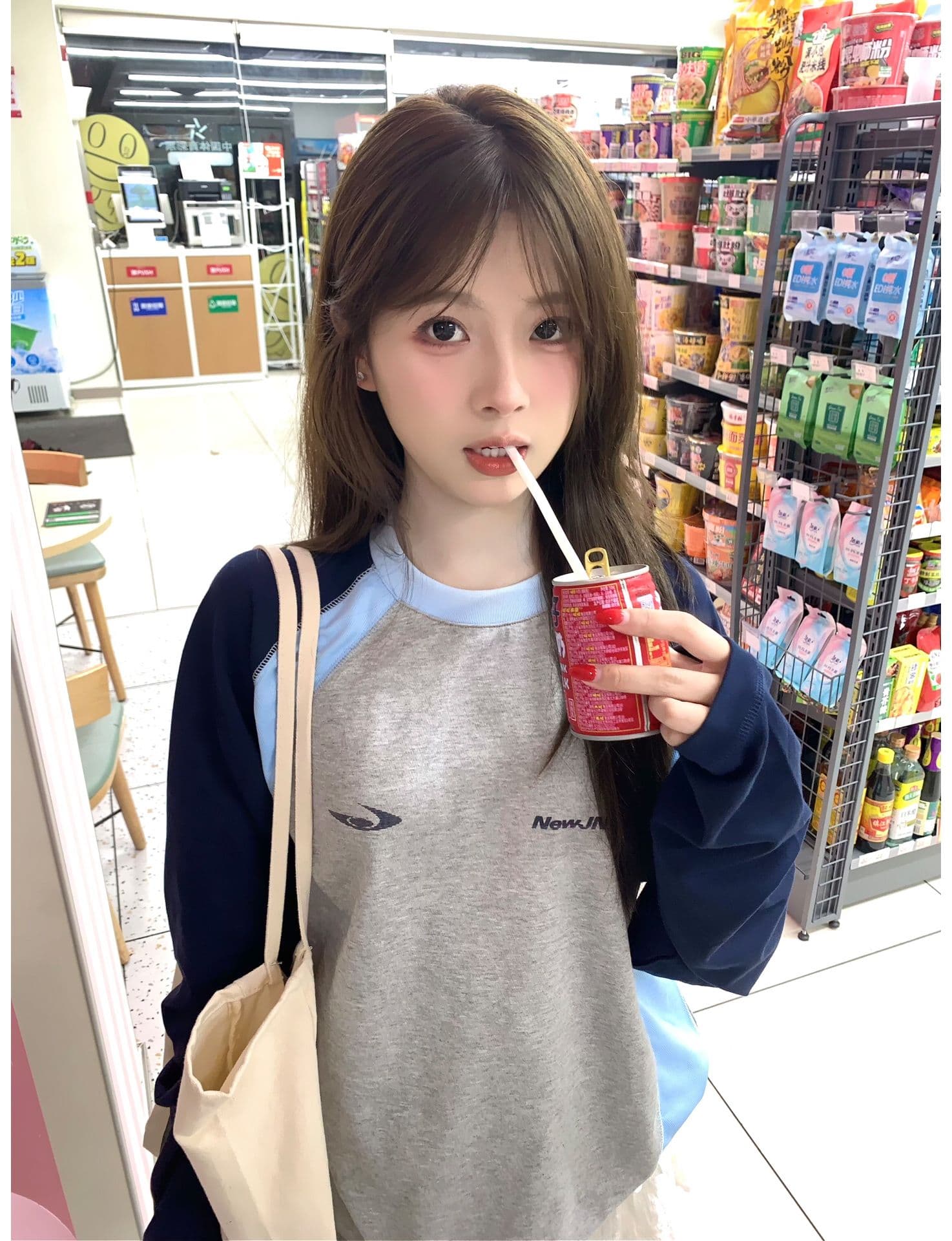 원본 솜씨 명중 인터넷 패치워크 19 지점 220 그램 순면 긴팔 티셔츠 남녀 이미지 2