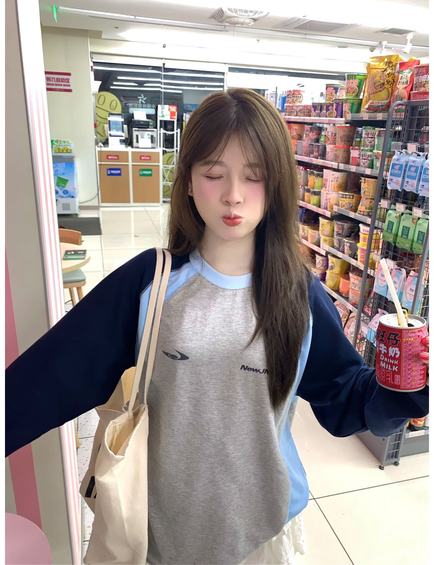 원본 솜씨 명중 인터넷 패치워크 19 지점 220 그램 순면 긴팔 티셔츠 남녀 상세 이미지 4