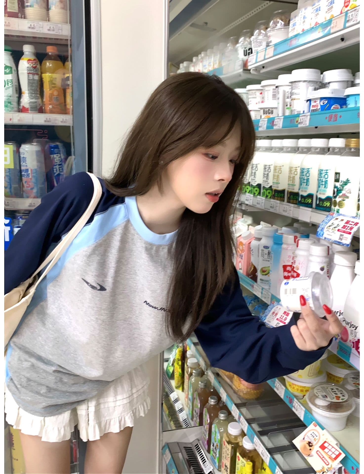 원본 솜씨 명중 인터넷 패치워크 19 지점 220 그램 순면 긴팔 티셔츠 남녀 상세 이미지 5