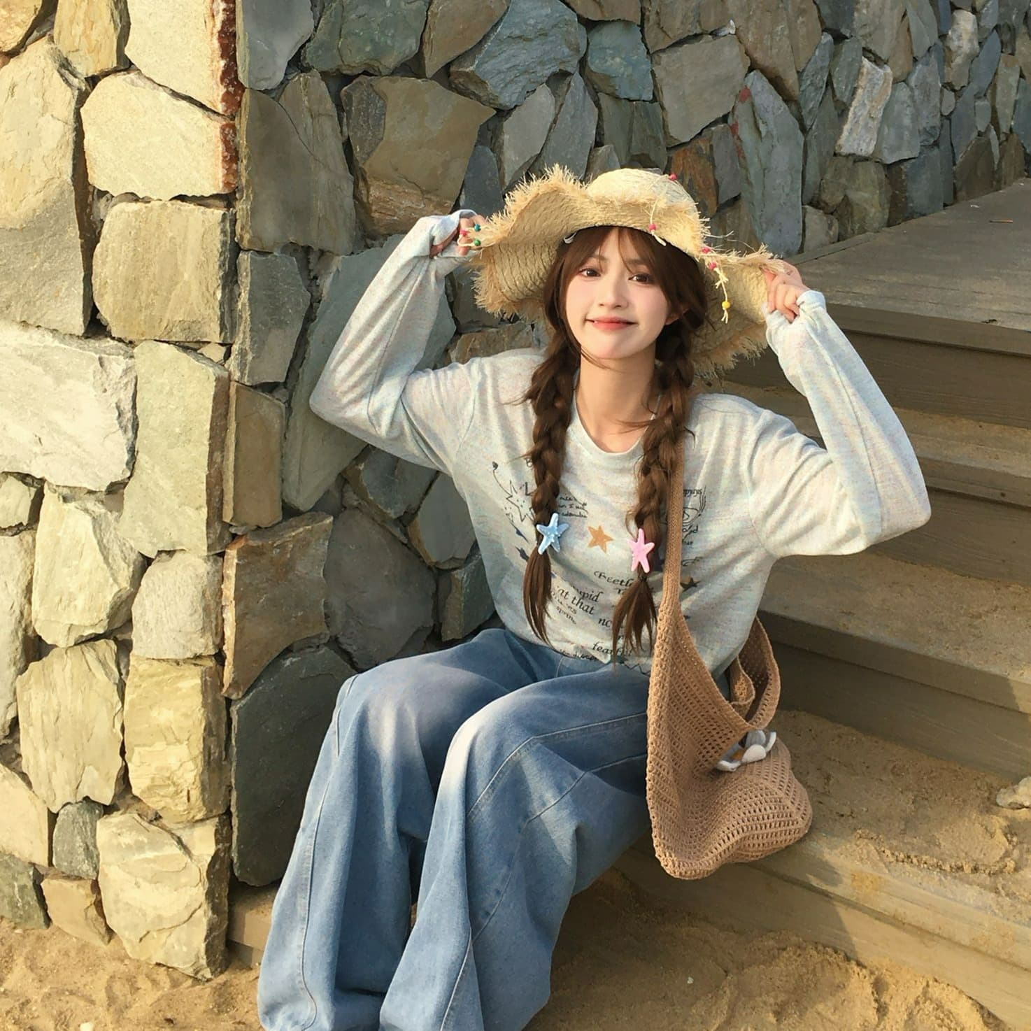 원본 솜씨 광저우 원단 긴팔 블라우스 티셔츠 여성 이미지 5