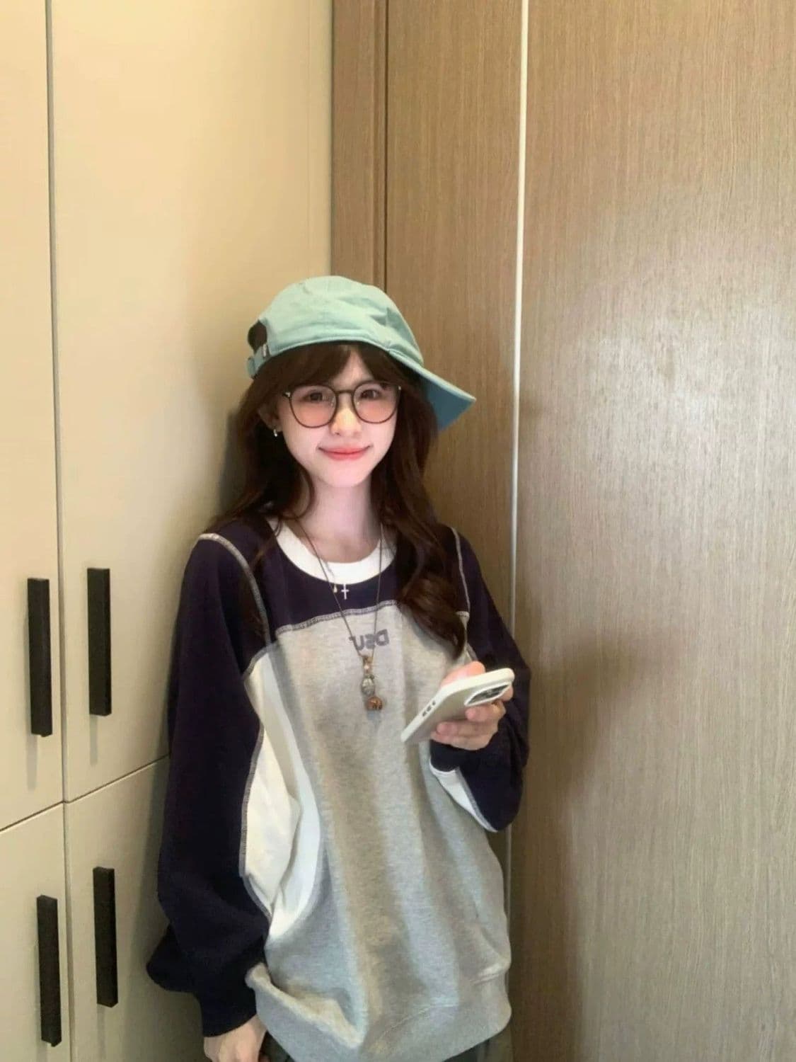 얇은 스타일 이후 패키지 칼라 순수한 Mianhua 면 복합 후드티 여성 상세 이미지 3