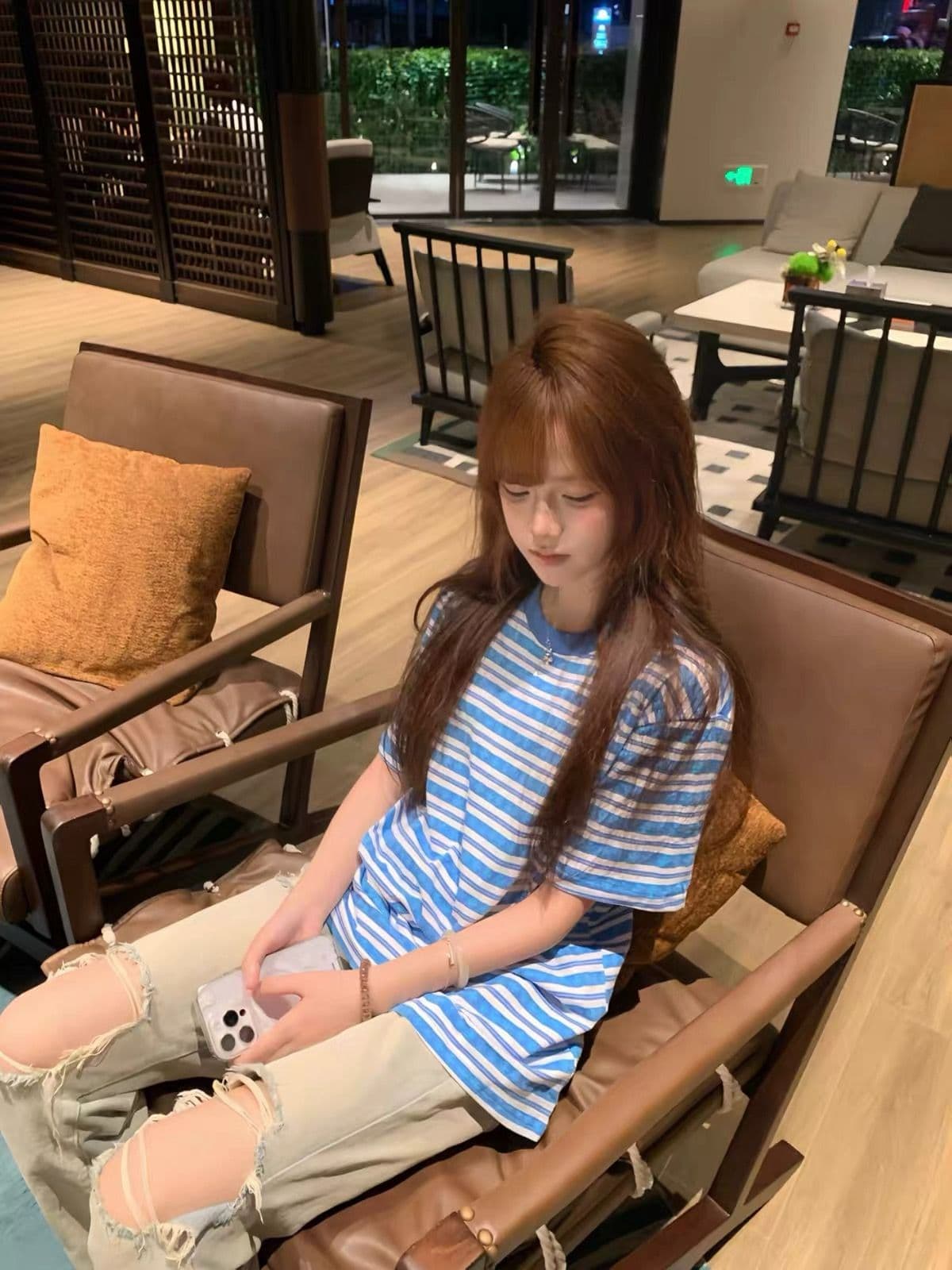순면 220 그램 빗질하다 닫기 반팔 티셔츠 여성 이미지 2