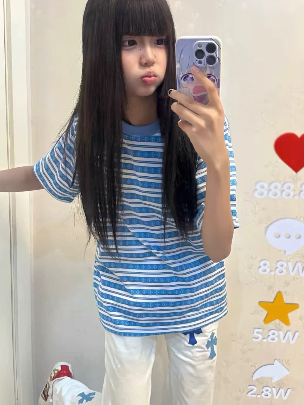 순면 220 그램 빗질하다 닫기 반팔 티셔츠 여성 상세 이미지 2