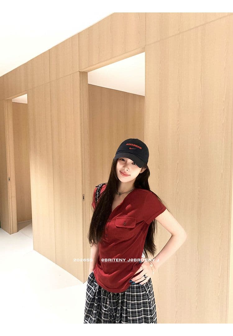 작은 6 월 6 월 브리트니 c 조금 스키니 t 세부 사항 전체 점수 3 차원 워크웨어 주머니 슬림해 보이는 마이크로 허리 수축 반팔 티셔츠 상세 이미지 32