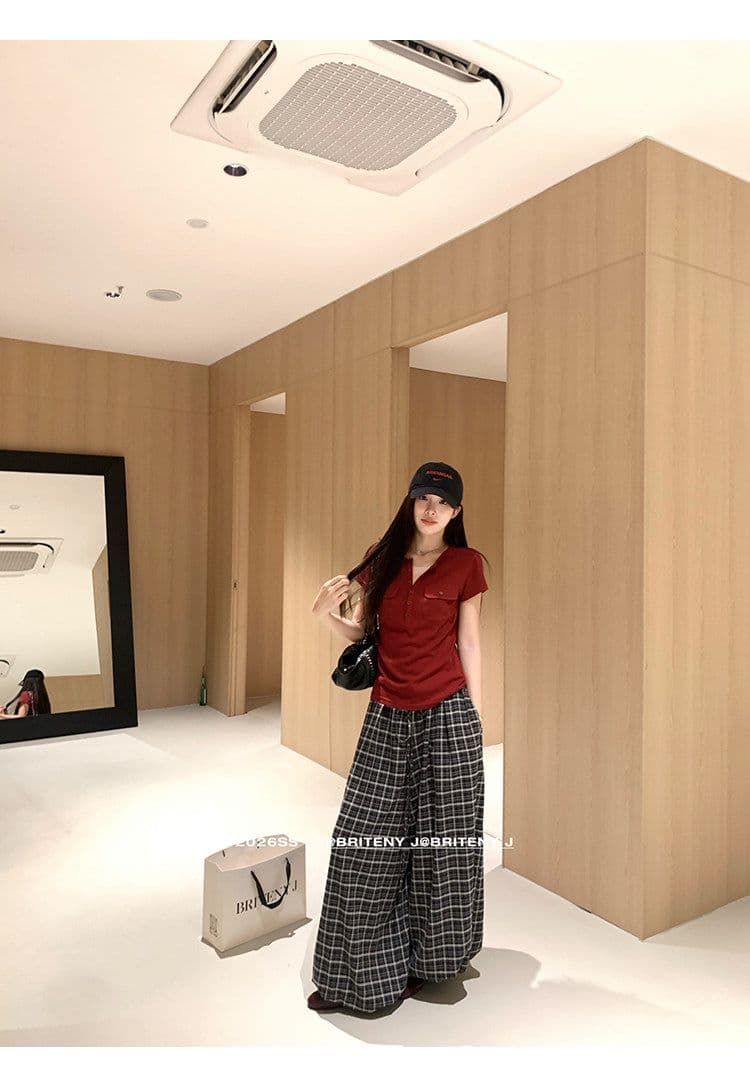 작은 6 월 6 월 브리트니 c 조금 스키니 t 세부 사항 전체 점수 3 차원 워크웨어 주머니 슬림해 보이는 마이크로 허리 수축 반팔 티셔츠 상세 이미지 34