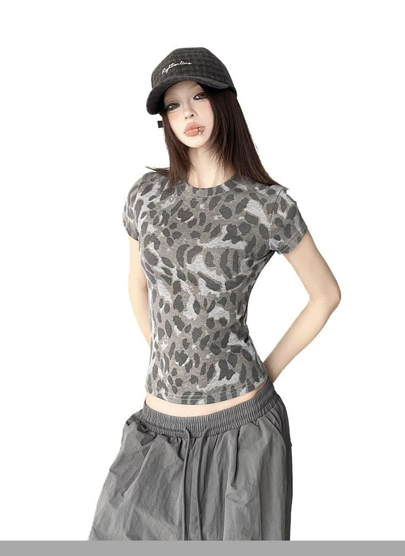 원본 천 인쇄 1 1 순면 리브 원본 솜씨 흔들어서 톤 주간 고양이 생방송 품질 여름 섹션 티셔츠 여성 상세 이미지 7