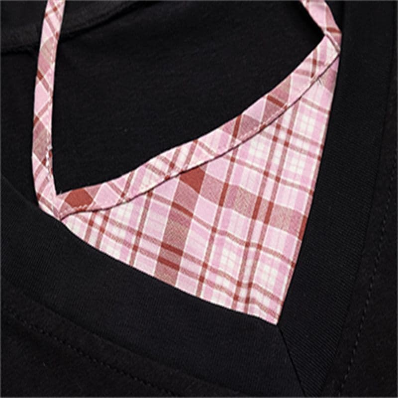 아메리칸 알파벳 프린트 페이크 레이어드 반팔 티셔츠 여름 디자인 센스 루즈핏 달콤한 매운맛 반소매 맨위 상세 이미지 19