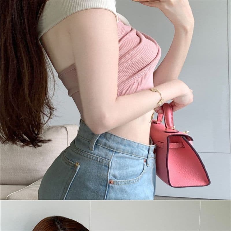 여름 순수한 욕망 연인 핫걸 배색 오프숄더 티셔츠 여성 작은 키 쇼트 스타일 디자인 센스 슬림해 보이는 오프숄더 맨위 상세 이미지 8