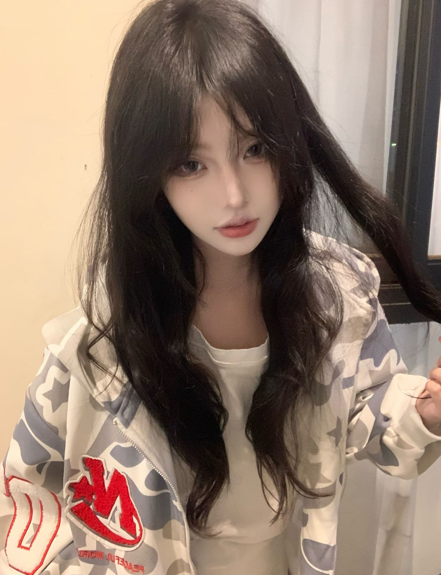 얇은 스타일 털이 있는 백금 지퍼 자수 원본 천 인사이드 펌프 순수한 Mianhua 면 복합 후드티 여성 이미지 3