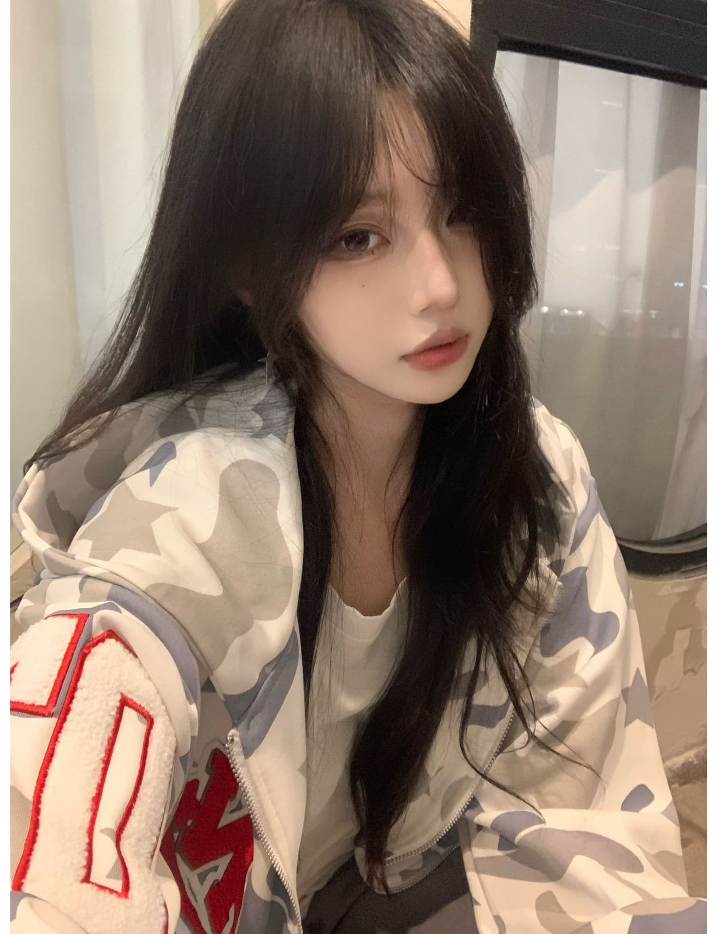 얇은 스타일 털이 있는 백금 지퍼 자수 원본 천 인사이드 펌프 순수한 Mianhua 면 복합 후드티 여성 상세 이미지 6