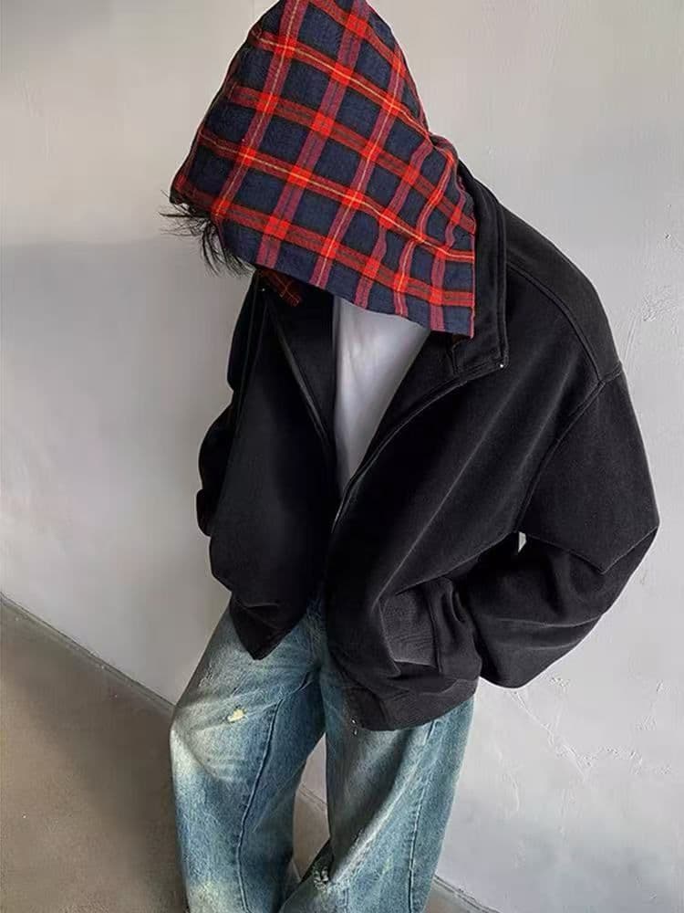 순수한 Mianhua 면 복합 우유 실크 얇은 스타일 50 70 가을과 겨울 오픈 가디건 후드 재킷 루즈핏 학원 스타일 상세 이미지 6