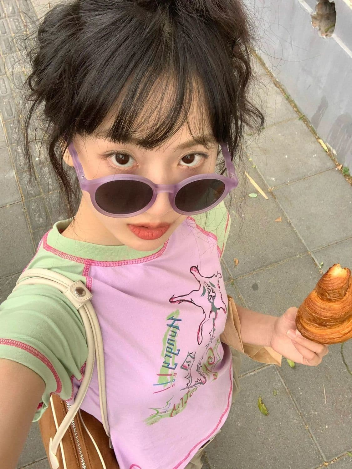 원본 원단 92 면 8 암모니아 Lun 패치워크 프린트 티셔츠 상세 이미지 3