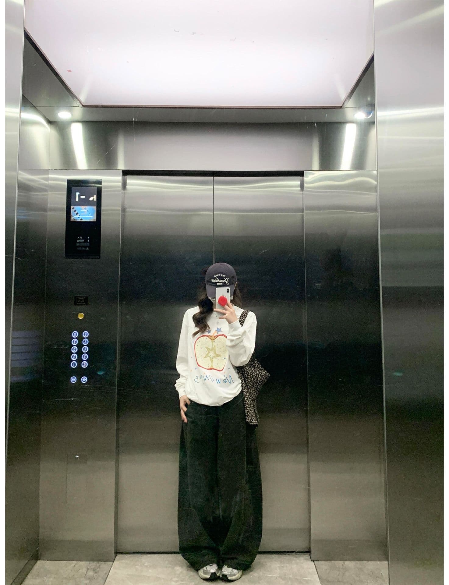 자수 프린트 네리 가게 천 19 지점 220 그램 순면 긴팔 티셔츠 여성 상세 이미지 6