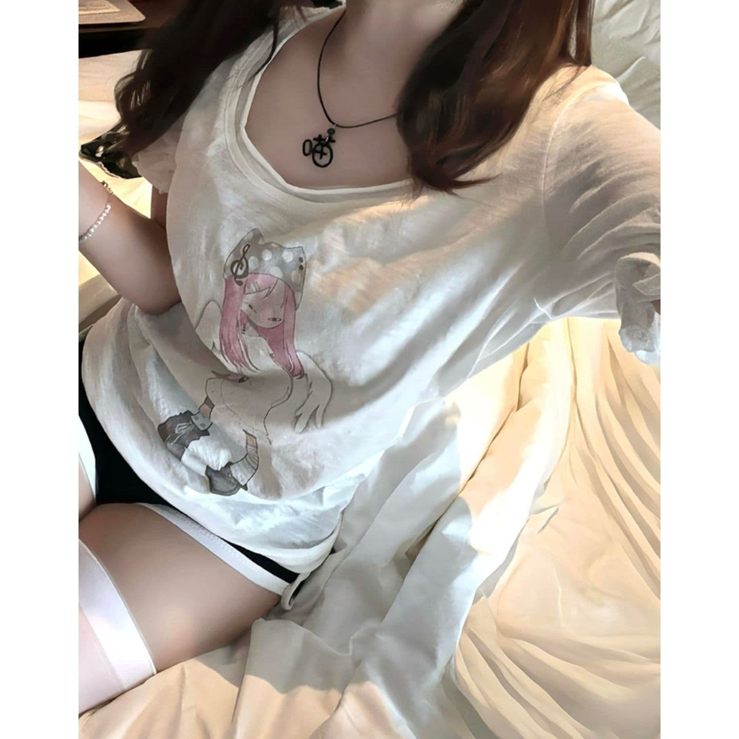광저우 원단 대나무 마디 면 거품 소매 디지털 직분사 거품 소매 얇은 스타일 마이크로 ~을 통해 만화 반팔 맨위 여름 이미지 5