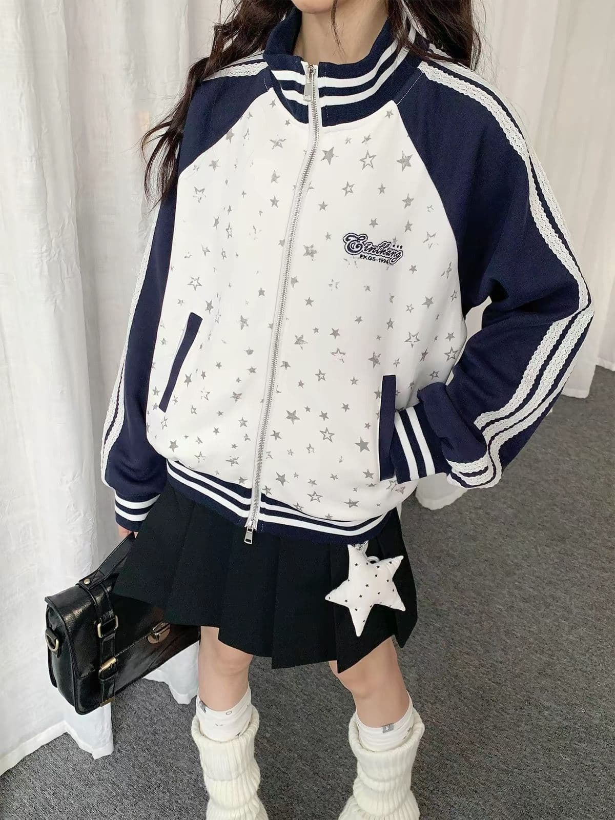 좋은 품질 원본 솜씨 원본 리본 자수 순수한 Mianhua 면 복합 지퍼 후드티 여성 상세 이미지 4